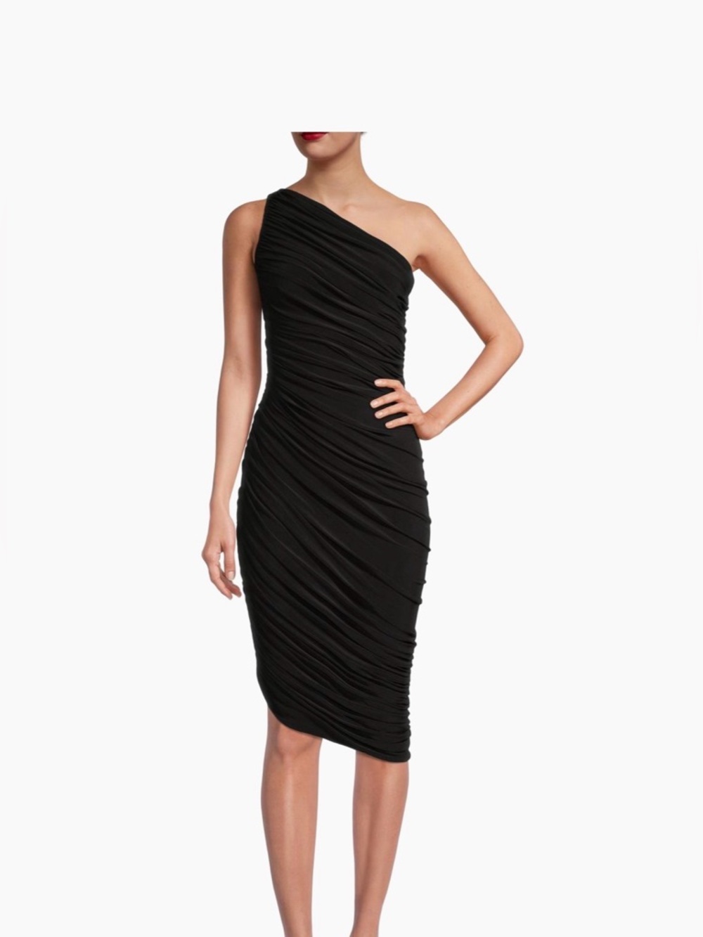 Norma Kamali Diana Gown Ruched One-Shoulder